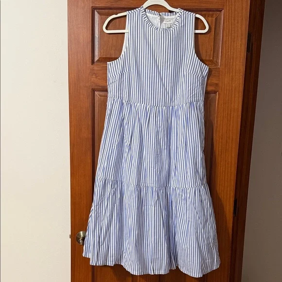 J. Crew Factory Blue and White Striped Midi Dress - Picture 1 of 4